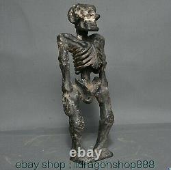 10.8 Chinese Meteorolite Skull Man Skeleton Body Art Statue Sculpture
