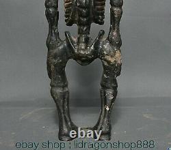 10.8 Chinese Meteorolite Skull Man Skeleton Body Art Statue Sculpture