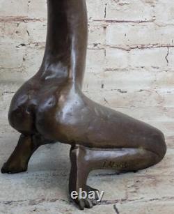 100% Genuine Bronze Statue Sculpture Erotic Art Chair Girl Pose Decor Deal