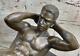 100% Solid Bronze Nude Gay Male Figure Art Deco Figurine Statue