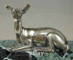 11920/1930 G. Lavrov Statue Sculpture Animaliere Art Deco Bronze Argente Biche