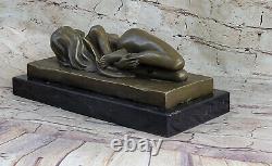 12 Art Deco Nude Female Figurine Bronze Statue Sculpture Signed Marble Base