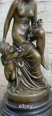 13 Western Art Sculpture Pure Bronze Marble Angell Girl Flower Statue Decor