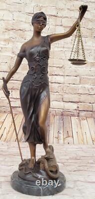 19 Bronze Sculpture Store Lady Scale Justice Signed A. Mayer Art