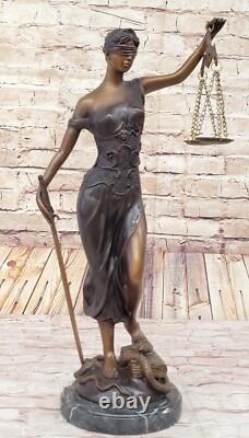 19 Bronze Sculpture Store Lady Scale Justice Signed A. Mayer Art