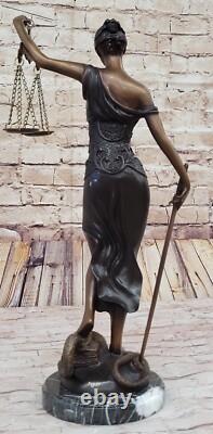 19 Bronze Sculpture Store Lady Scale Justice Signed A. Mayer Art