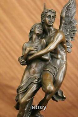 19 Grand Chair Male Angel Portant Girl Mythic Deco Bronze Sculpture Art