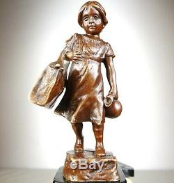1900/1920 Jp Schmidt-felling Rare Statue Sculpture Epq Art Deco Bronze Girl