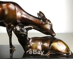 1920/1930 A Sinko Gr Rare Statue Sculpture Art Deco Bronze Animaliere Doe Fawn