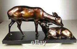 1920/1930 A Sinko Gr Rare Statue Sculpture Art Deco Bronze Animaliere Doe Fawn