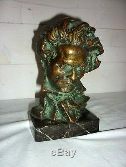 1920/1930 Beethoven Bust Signed Pierre Le Faguays Bronze Sculpture Art Deco