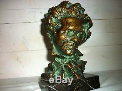 1920/1930 Beethoven Bust Signed Pierre Le Faguays Bronze Sculpture Art Deco