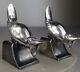 1920/1930 C. Omin Pair Of Silvered Bronze Art Deco Bird Bookends