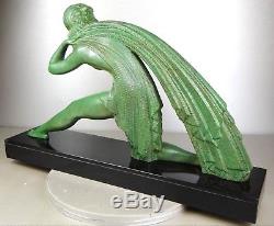 1920/1930 Dh. Chiparus Rare Grde Statue Sculpture Bronze Art Deco Woman Drapery