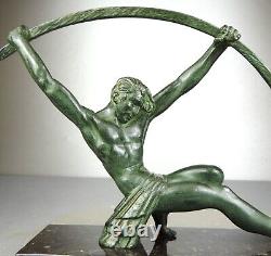 1920/1930 Dh. Chiparus Statue Sculpture Art Deco Nude Athlete Man Bronze