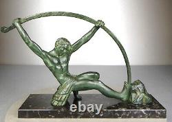 1920/1930 Dh. Chiparus Statue Sculpture Art Deco Nude Athlete Man Bronze