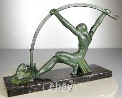 1920/1930 Dh. Chiparus Statue Sculpture Art Deco Nude Athlete Man Bronze