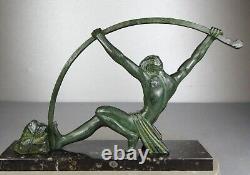 1920/1930 Dh. Chiparus Statue Sculpture Art Deco Nude Athlete Man Bronze