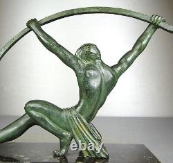 1920/1930 Dh. Chiparus Statue Sculpture Art Deco Nude Athlete Man Bronze