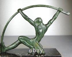 1920/1930 Dh. Chiparus Statue Sculpture Art Deco Nude Athlete Man Bronze