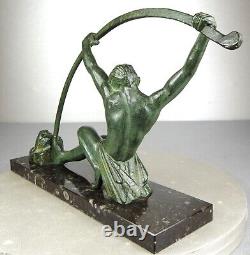 1920/1930 Dh. Chiparus Statue Sculpture Art Deco Nude Athlete Man Bronze