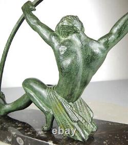 1920/1930 Dh. Chiparus Statue Sculpture Art Deco Nude Athlete Man Bronze