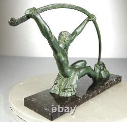 1920/1930 Dh. Chiparus Statue Sculpture Art Deco Nude Athlete Man Bronze