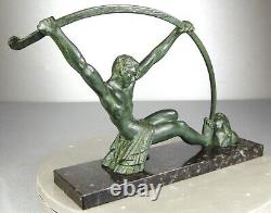 1920/1930 Dh. Chiparus Statue Sculpture Art Deco Nude Athlete Man Bronze