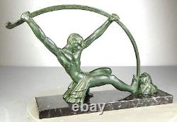 1920/1930 Dh. Chiparus Statue Sculpture Art Deco Nude Athlete Man Bronze