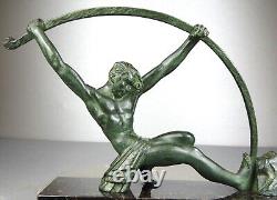 1920/1930 Dh. Chiparus Statue Sculpture Art Deco Nude Athlete Man Bronze