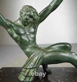 1920/1930 Dh. Chiparus Statue Sculpture Art Deco Nude Athlete Man Bronze