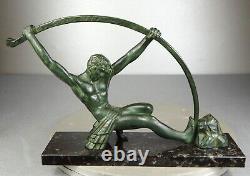 1920/1930 Dh. Chiparus Statue Sculpture Art Deco Nude Athlete Man Bronze