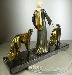 1920/1930 G. Gori Statue Sculpture Art Deco Chryselephantine Bronze Dore Barzois