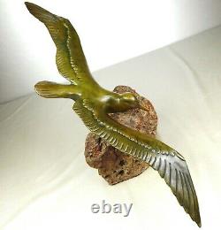 1920/1930 Gh. Lawrence Statue Sculpture Art Deco Bronze Animal Bird Seagull