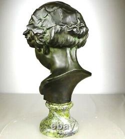 1920/1930 L. Alliot Grand Bust Statue Sculpture Art Deco Bronze Child Bacchus