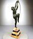 1920/1930 Lemo Rare Statue Sculpture Art Deco Bronze Dancer Nude Hoop Girl