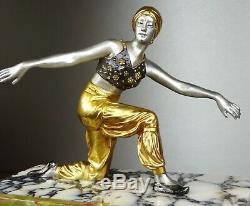 1920-1930 Pendulum Trim Statue Sculpture Art Deco Dancer Dore Bronze East