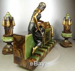 1920/30 A. Godard Pendulum Trim Sculpture Art Deco Orientalist Bronze Dore