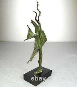 1920/30 Av Becquerel Statue Sculpture Art Deco Bronze Animal Treefish