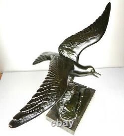 1920/30 I Rochard Grd Statue Sculpture Art Deco Animalier Bronze Albatross Bird