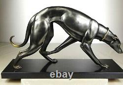 1920/30 Rochard Statue Sculpture Art Deco Bronze Animal Greyhound Levrier