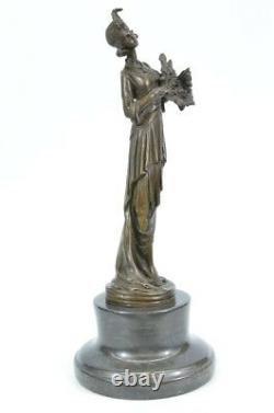 1920 Woman With Plums Bronze Marble Base Sculpture Milo Art New Figure
