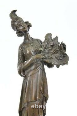 1920 Woman With Plums Bronze Marble Base Sculpture Milo Art New Figure