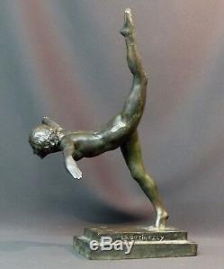 1930 Beautiful Bronze Sculpture Botinelly 37cm3.4kg Susse Paris Dancer Art Deco +
