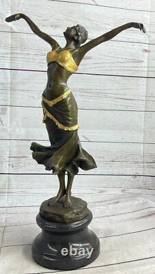 1930s Style Art Deco Gilded Bronze Female Dancing Woman Chair Sculpture Figurine