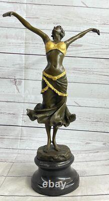 1930s Style Art Deco Gilded Bronze Female Dancing Woman Chair Sculpture Figurine