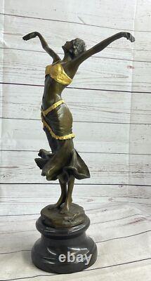 1930s Style Art Deco Gilded Bronze Female Dancing Woman Chair Sculpture Figurine