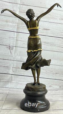 1930s Style Art Deco Gilded Bronze Female Dancing Woman Chair Sculpture Figurine