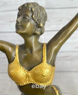 1930s Style Art Deco Gilded Bronze Female Dancing Woman Chair Sculpture Figurine
