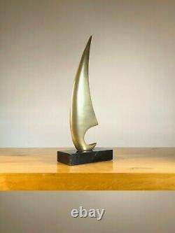 1970 Bronze Sailing Sculpture Modernist Shabby-chic Art-deco